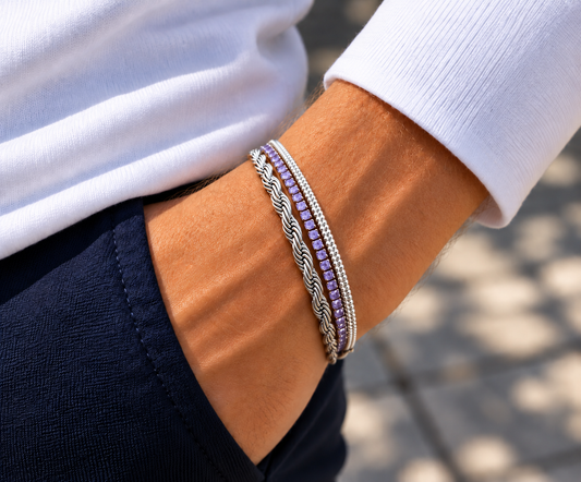 Triple Fusion Bracelet Silver x White x Purple Unisex