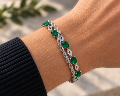 Fusion Bracelet Silver x Emerald Green Unisex