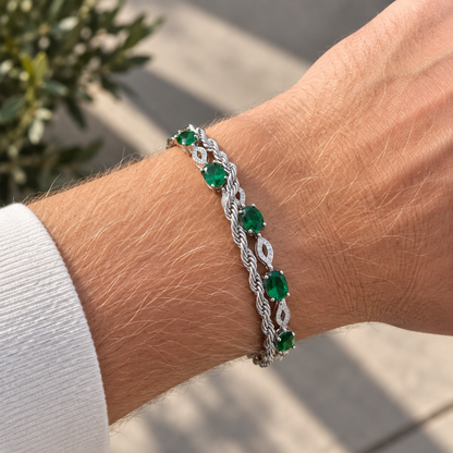 Fusion Bracelet Silver x Emerald Green Unisex