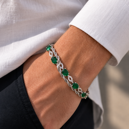 Fusion Bracelet Silver x Emerald Green Unisex