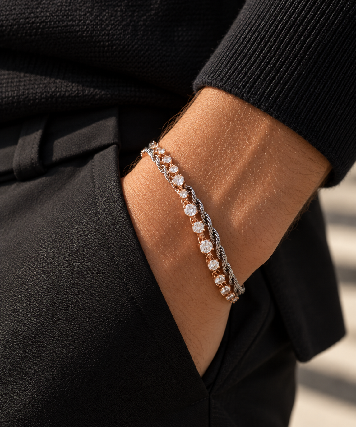 Fusion Bracelet Silver x Rose Unisex