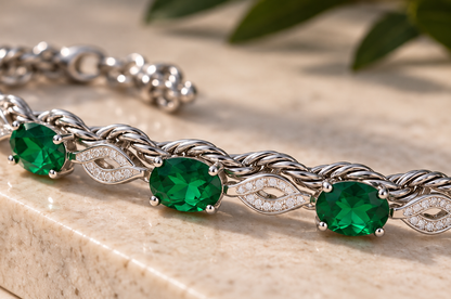 Fusion Bracelet Silver x Emerald Green Unisex