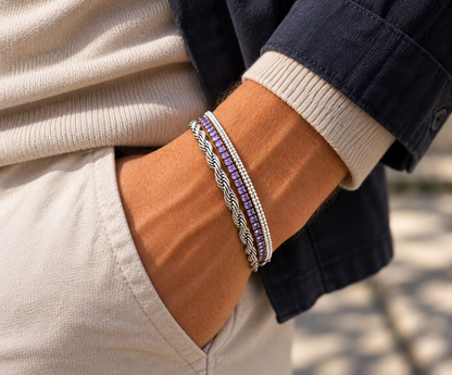 Triple Fusion Bracelet Silver x White x Purple Unisex