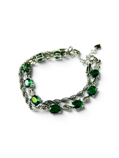 Fusion Bracelet Silver x Emerald Green Unisex