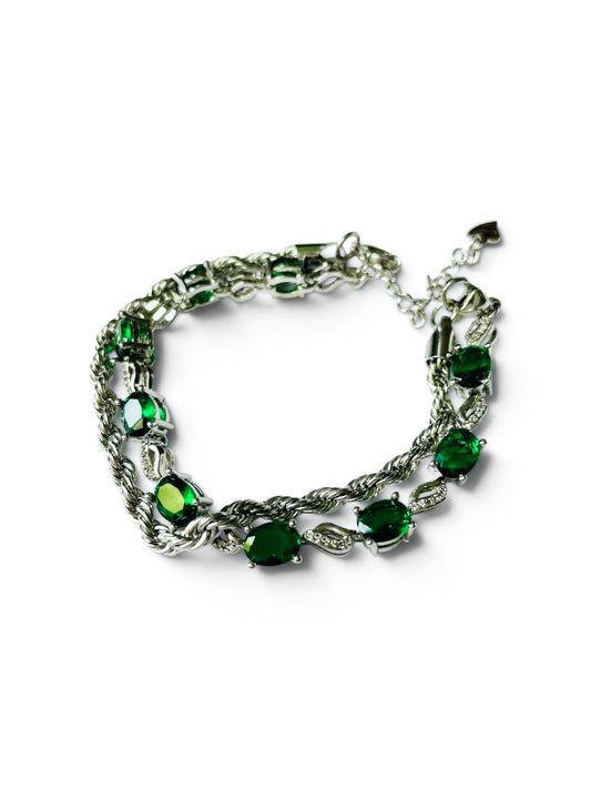 Fusion Bracelet Silver x Emerald Green Unisex